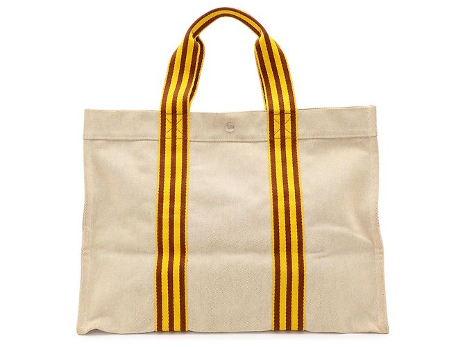Hermès Saco Tote Hermes Bora GM Marrom Amarelo