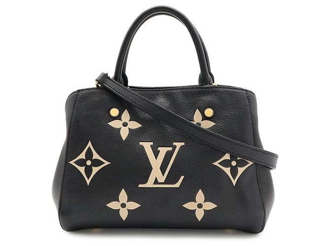 Sac à main Louis Vuitton Monogram Empreinte Montaigne BB Noir Beige