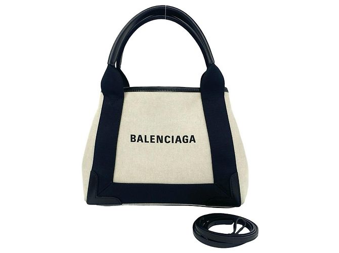 Everyday Bolsa Balenciaga Cabas em lona e couro Navy Preto Cru