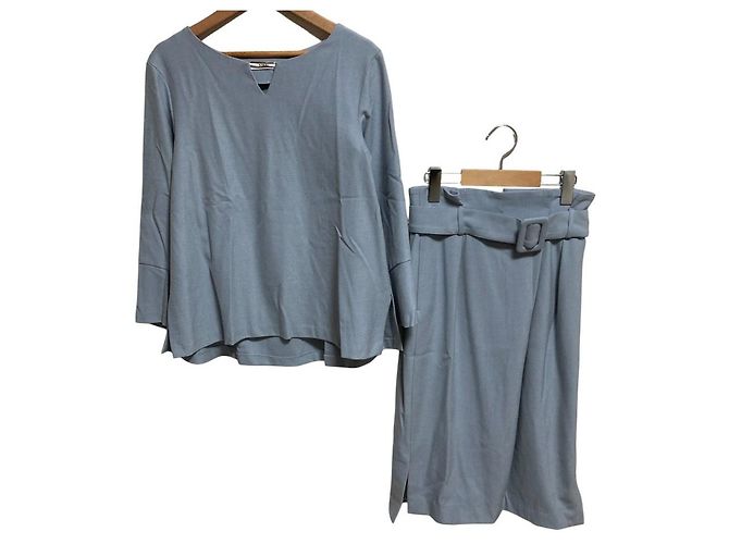 Autre Marque TONAL Set Up Blouse Midi Skirt Blue Light blue
