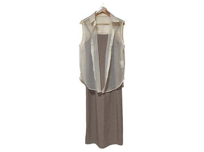 Autre Marque NATURAL BEAUTY BASIC Sheer 2way Hemdenkleid Set Beige