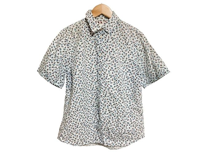 Paul Smith Kurzarmhemd mit Blumenprint Blau Hellblau