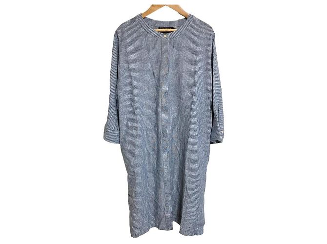 Autre Marque Robe chemise à rayures en lin Pendleton Bleu