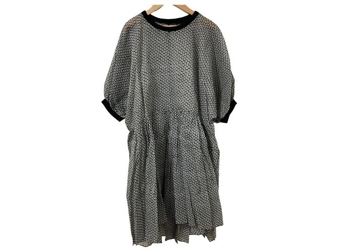 Autre Marque MARMARI gerafftes Kleid mit Unterrock Schwarz Weiß