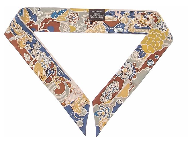 Hermès Twilly azul, amarelo e castanho Multicor