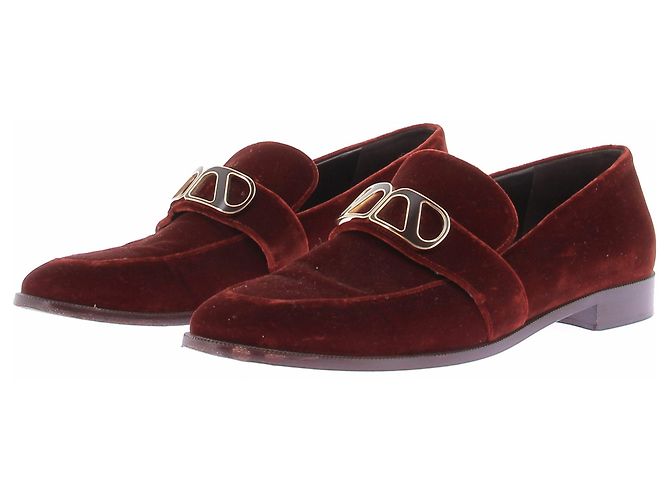 Autre Marque Mocassins en velours rouille Dark red