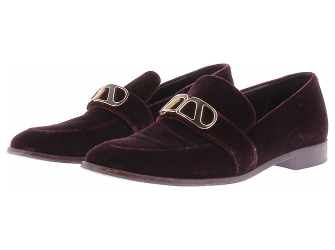Autre Marque Mocasines de terciopelo ciruela Burdeos