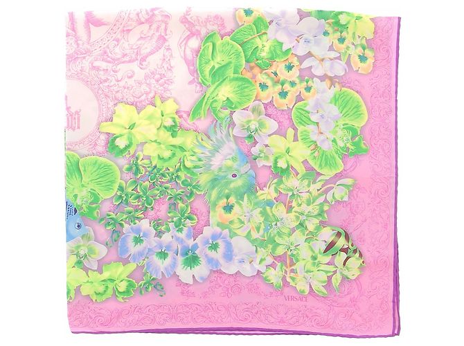 Versace Foulard rose et jaune Pink