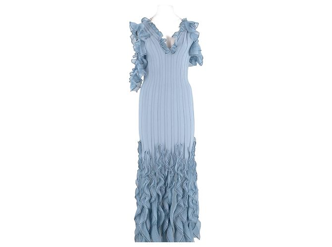 Alexander Mcqueen Maxikleid aus Viscose Blau