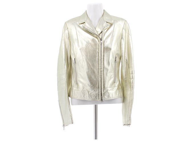 Prada Leather Jacket Golden Size 42