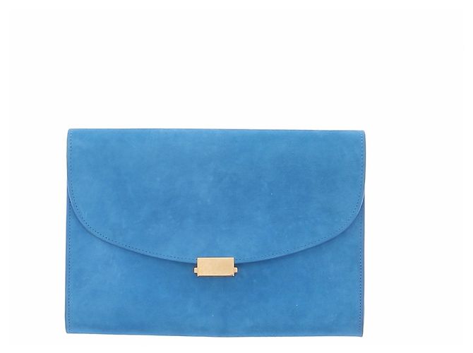 Mansur Gavriel Pochette en daim bleu canard
