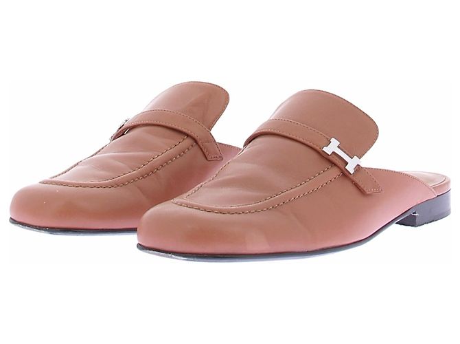 Hermès Lena Mules aus camelfarbenem Leder Kamel