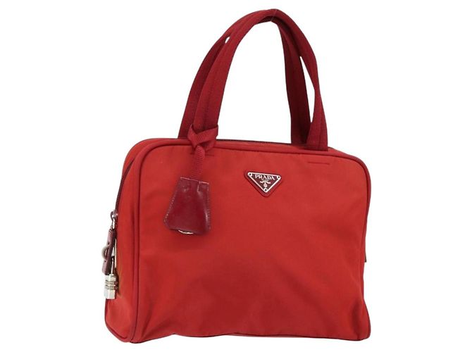 PRADA Bolso de Mano Nylon Rojo Plata