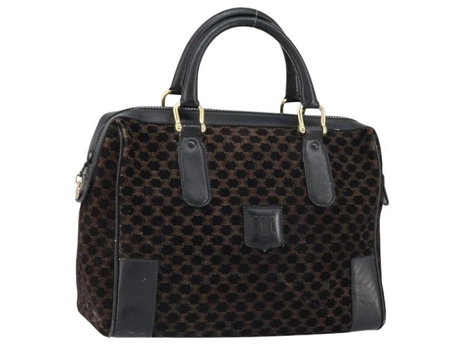 Céline CELINE Macadam Canvas Handtasche Wildleder Schwarz Gold