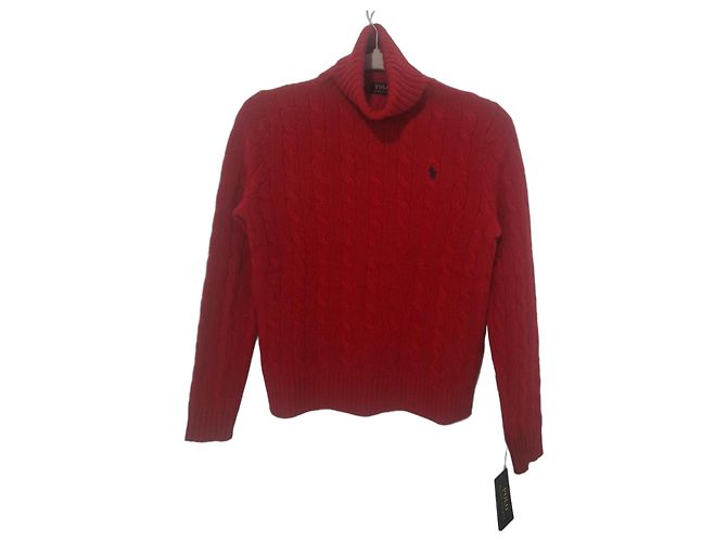 Polo Ralph Lauren roter Rollkragenpullover aus Wolle