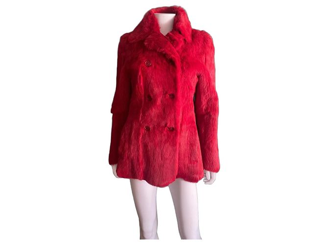 Cacharel red fur coat