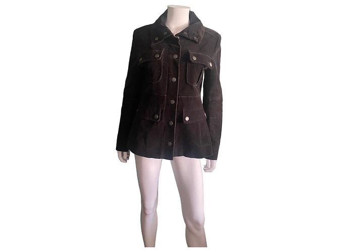 Giacca in camoscio marrone scuro Cacharel