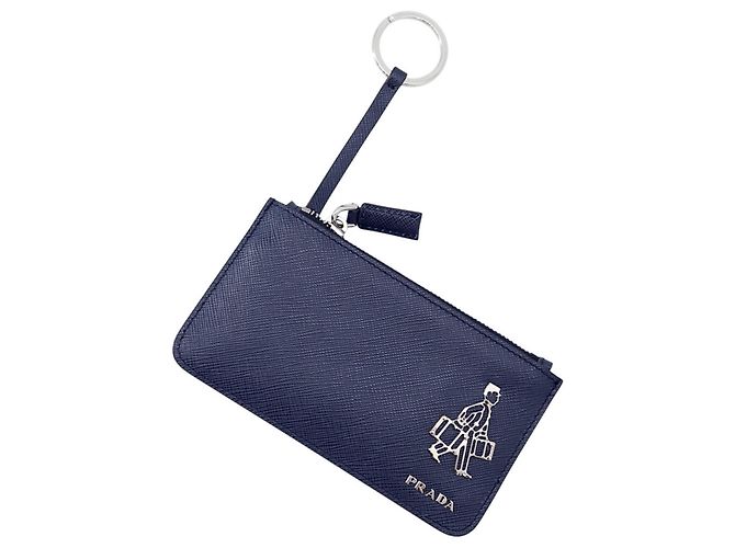 Prada Navy Saffiano Coin Purse Navy blue