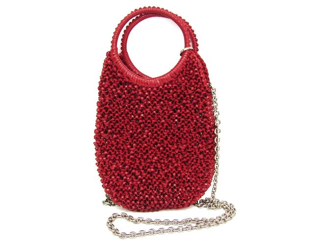 Autre Marque Borsa a tracolla con catena Anteprima Round Small Rosso