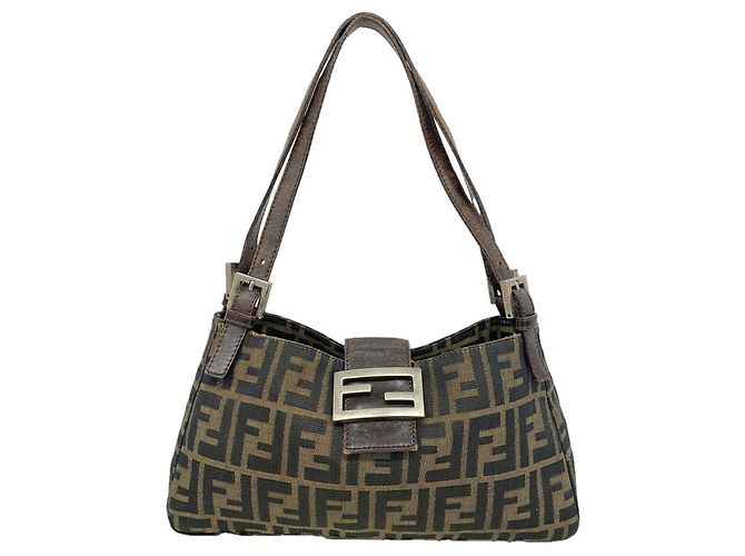 Bolsa de ombro Fendi Zucca em nylon e canvas Marrom