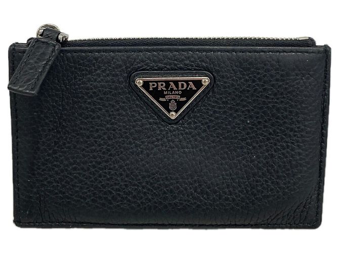 Portamonete Prada in pelle nera Nero