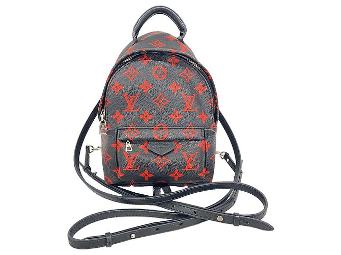 Louis Vuitton Monogram Infra Rouge Palm Springs Backpack MINI Black Red