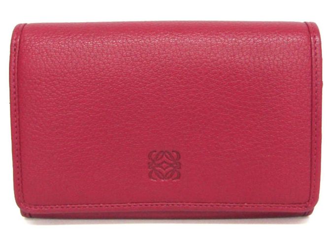 Loewe Anagram Compact Wallet in Wine Dark red