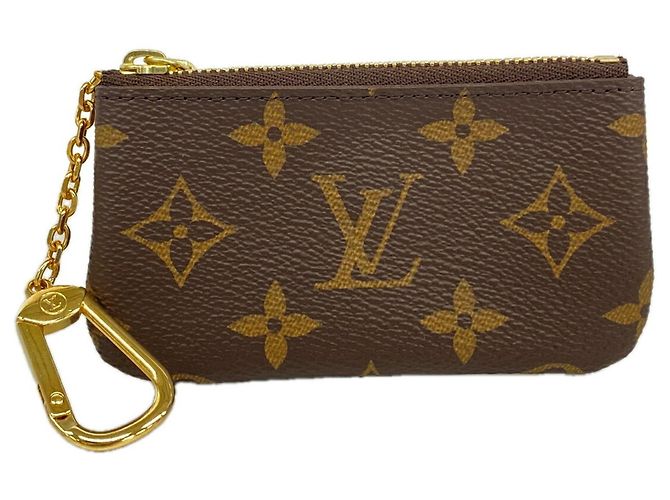 Louis Vuitton Monogram Pochette Clé Coin Case Castaño