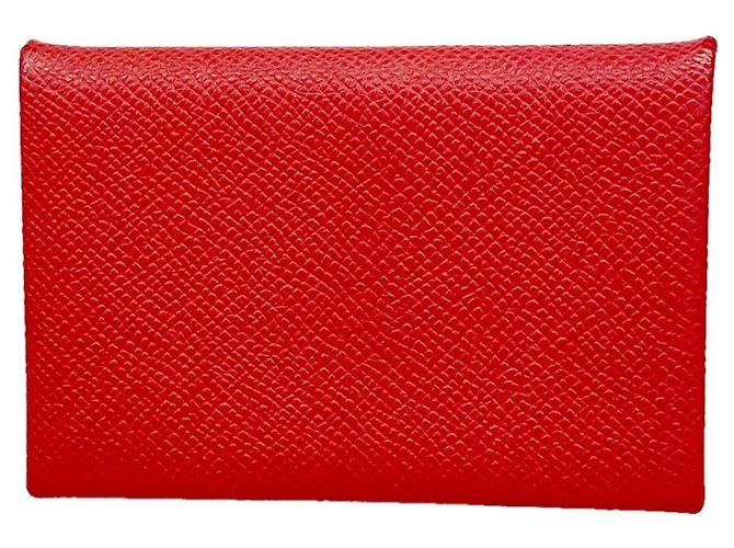 Hermès Hermes Calvi Visitenkartenetui Rot