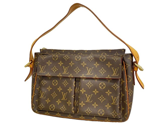 Louis Vuitton Monogram Vivacite GM Shoulder Bag Brown