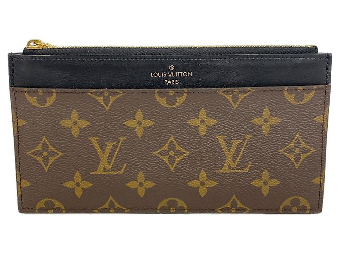 Louis Vuitton Monogram Long Wallet Brown Black