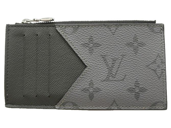 Louis Vuitton Monogram Eclipse Reverse Coin Card Holder Brown Black