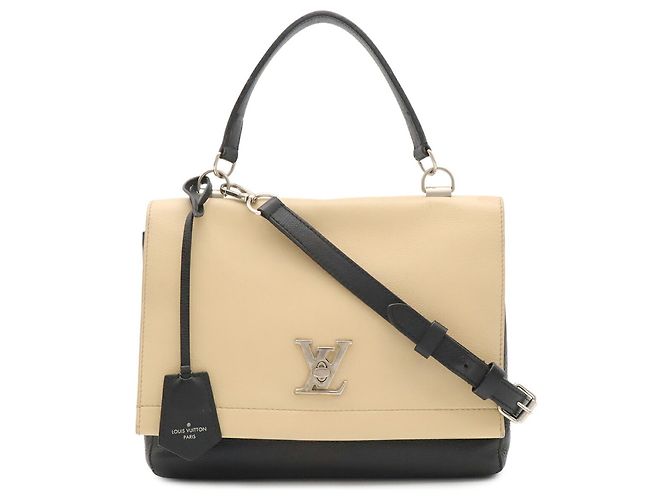 Sac à main Louis Vuitton Lockme Cartable Noir Beige