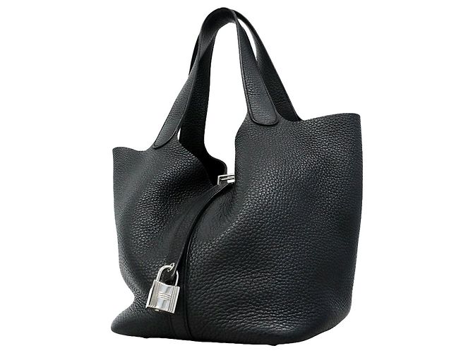 Hermès Borsa Hermes Picotin Lock MM in pelle Taurillon nera Nero