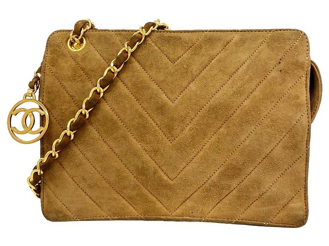Sac à épaule Chanel en daim marron