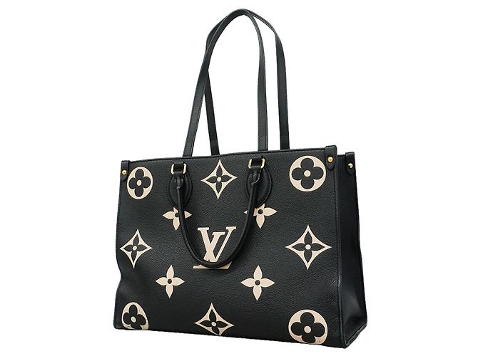 Borsa Tote Louis Vuitton Monogram Empreinte Bicolor OnTheGo MM Nero Beige