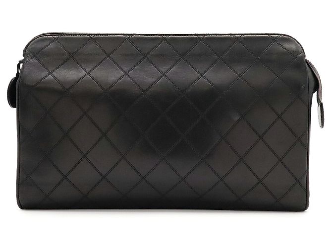 Chanel Bicolor Matelassé Clutch Bag Schwarz