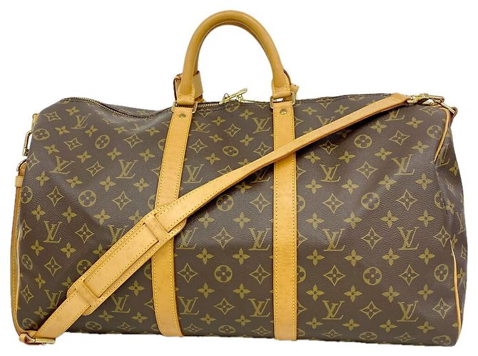 Louis Vuitton Brown Boston Monogram Keepall Bandoulière 50 Marrone