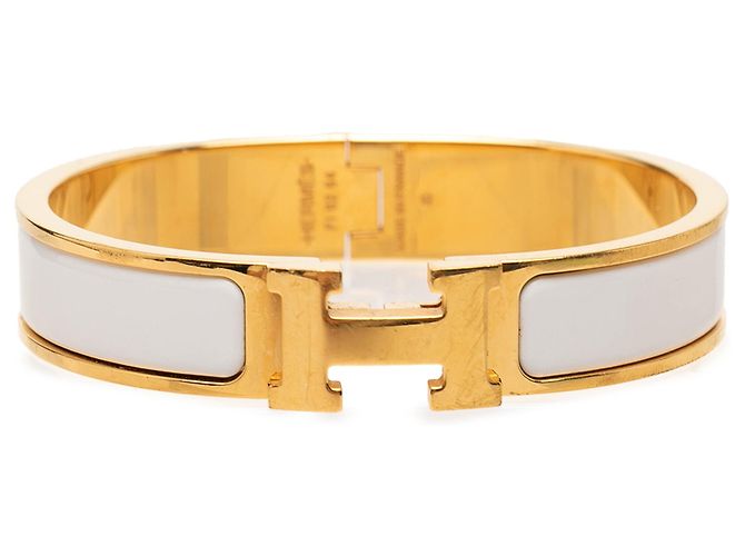 Bracelete Clic H PM em esmalte branco Hermès
