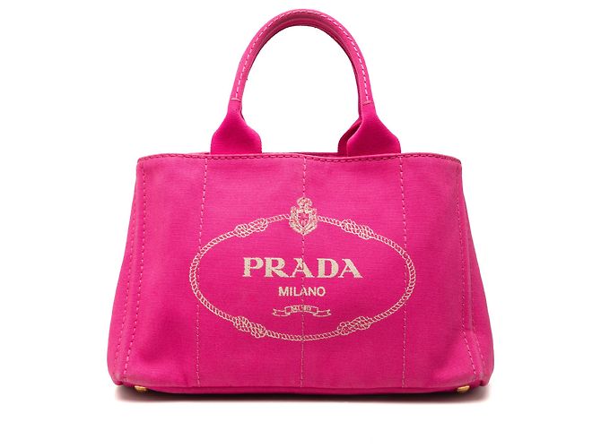 Tote Sac cabas Prada en toile Canapa rose avec logo