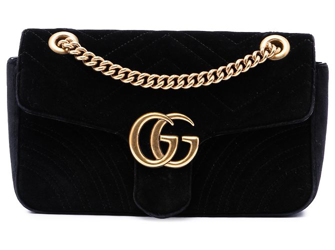 Borsa a tracolla Gucci GG Marmont Matelassé in velluto nero Medium