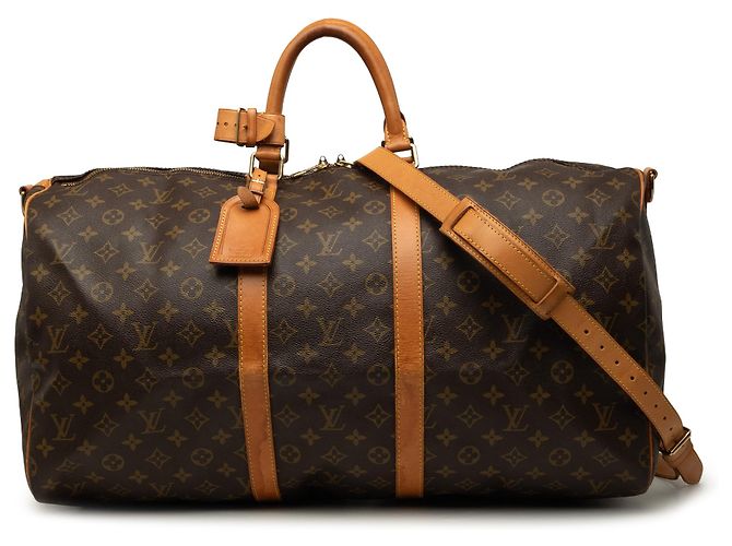 Louis Vuitton Brown Monogram Keepall Bandouliere 55 Marrom