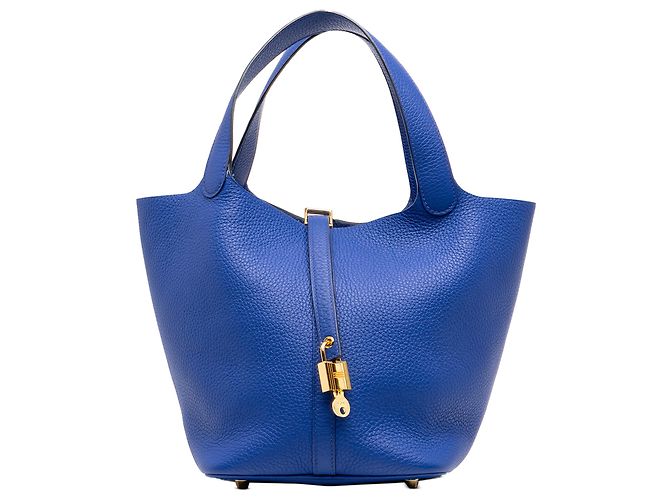 Hermès Blue Clemence Picotin Lock 18 Blau