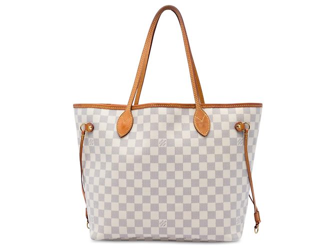 Louis Vuitton White Damier Azur Neverfull MM Blanc