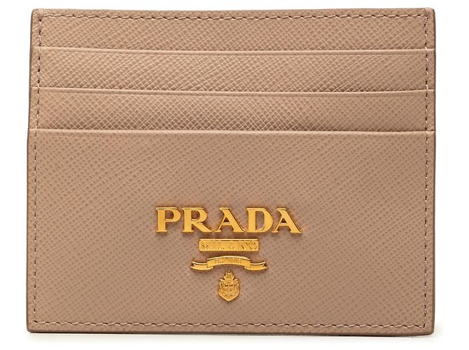 Prada Brown Saffiano Kartenetui Braun Fleisch