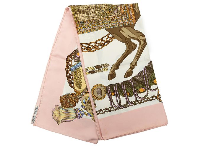 Pañuelo de seda Hermès Pink Le Timbalier 90 Rosa