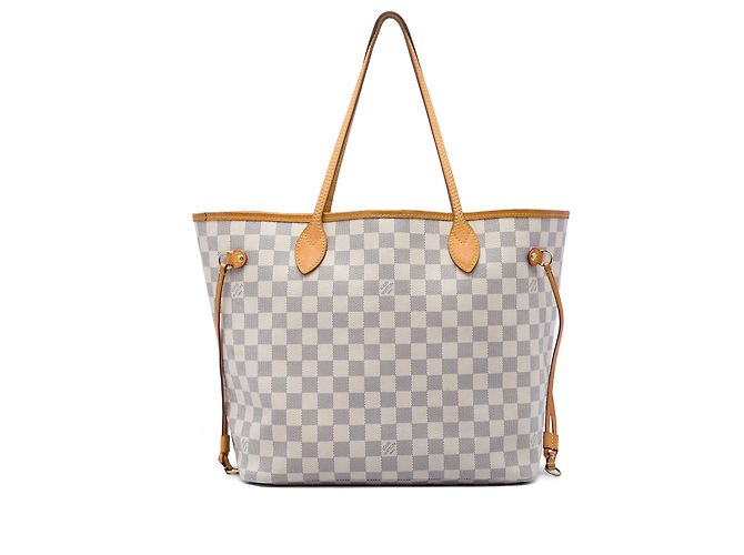 Louis Vuitton White Damier Azur Neverfull MM Blanc