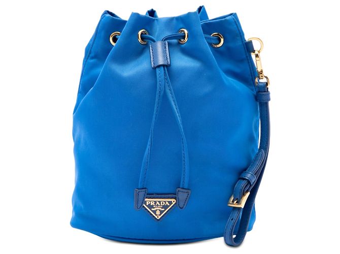 Pochette à cordon de serrage Prada en Tessuto bleu