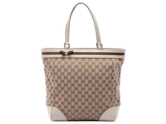 Gucci Mayfair Tote em Canvas GG Bege e Web