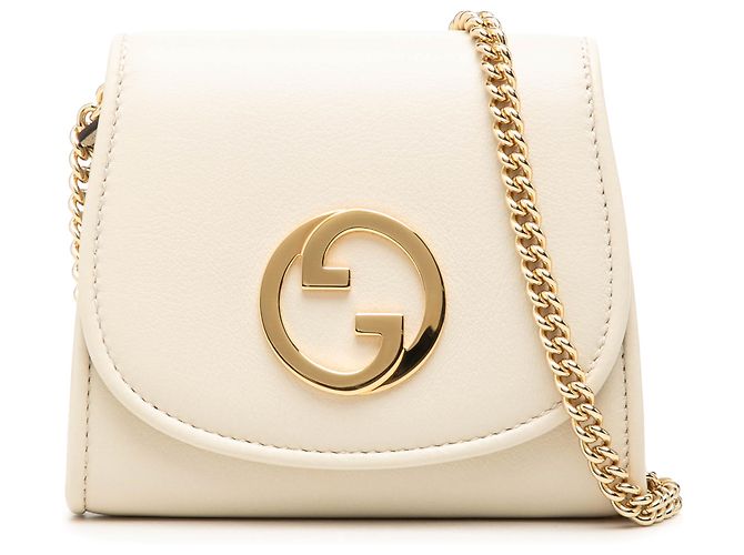 Gucci White Medium Calfskin Blondie Wallet on Chain